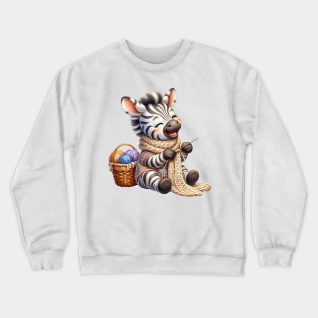 Zebra Knitting A Sweater Crewneck Sweatshirt by Chromatic Fusion Studio